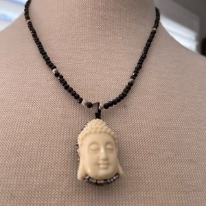 Sweet little Buddha necklace black crystals